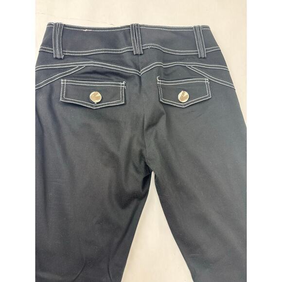 Vintage Y2K Capri Pants Black Oversize Buttons Silver Edgy High Contrast Size 6 - Picture 2 of 9